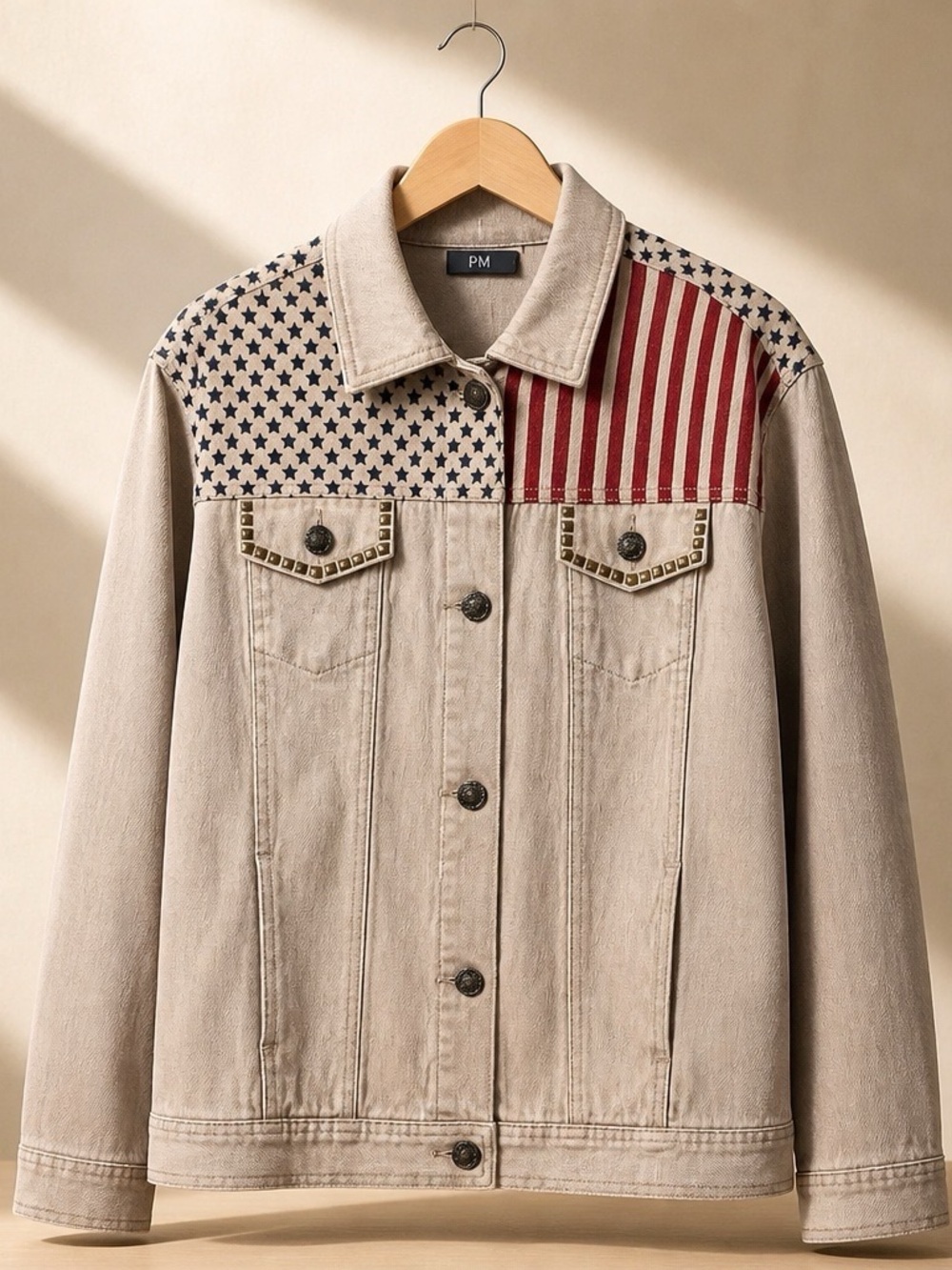 Diane Gilman DG2 American Flag Studded Denim Jacket   Americans  women’s size M